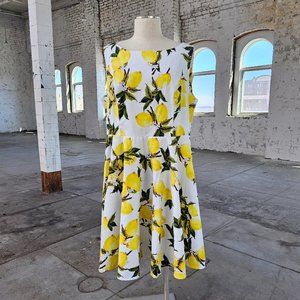 Grace Karin Lemon Print Fit and Flare Dress 2X